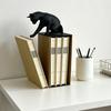 Cat Bookend Stand Matte Black Cat Paw Design Bookend Stable Non-Slip