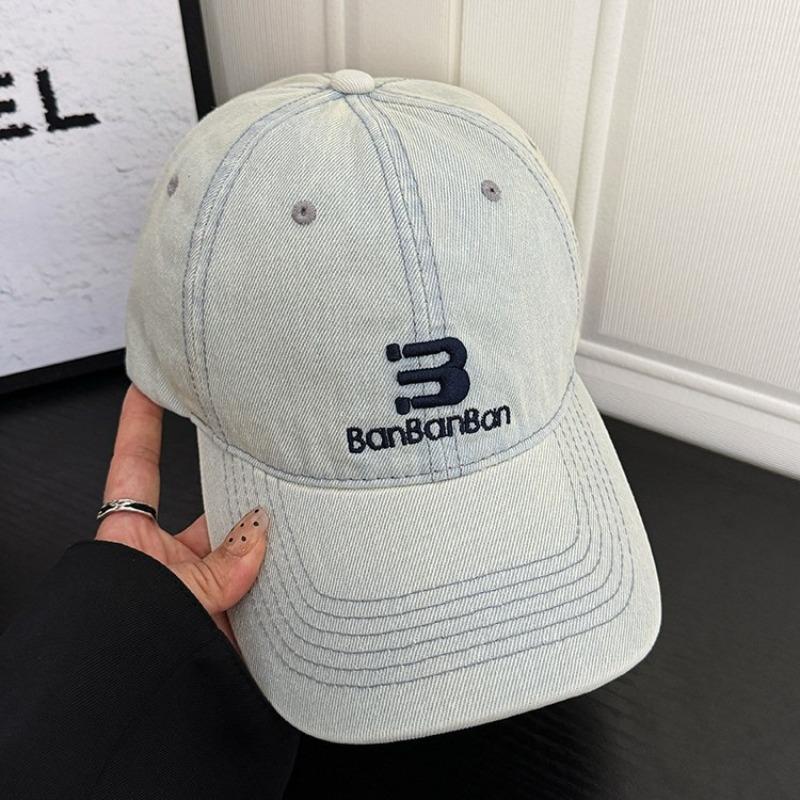 Embroidery letter washed denim baseball cap children spring summer autumn versatile sunshade show face small cap