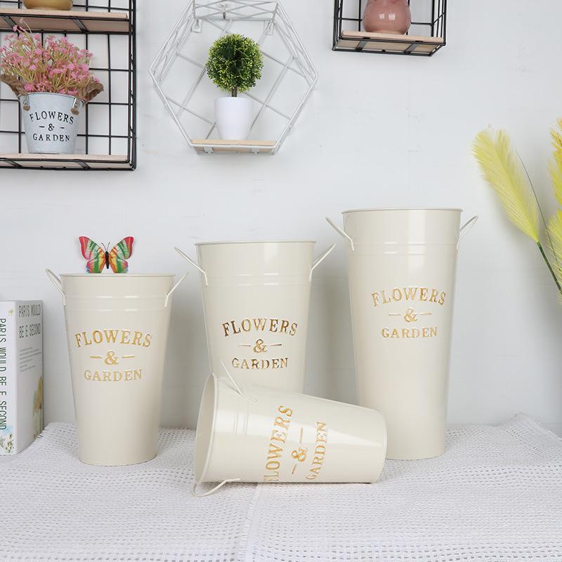 Găleți decorative din metal, Florării, Găleți pentru flori uscate, Găleți pentru flori care se trezesc, Ghivece de flori, Vaze de flori din fier forjat, Recuzită pentru fotografie