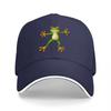 Green Frog Embroidered Black Baseball Cap Adjustable Fit Outdoor Fashion Hat Casual Streetwear Accessory for Men and Women