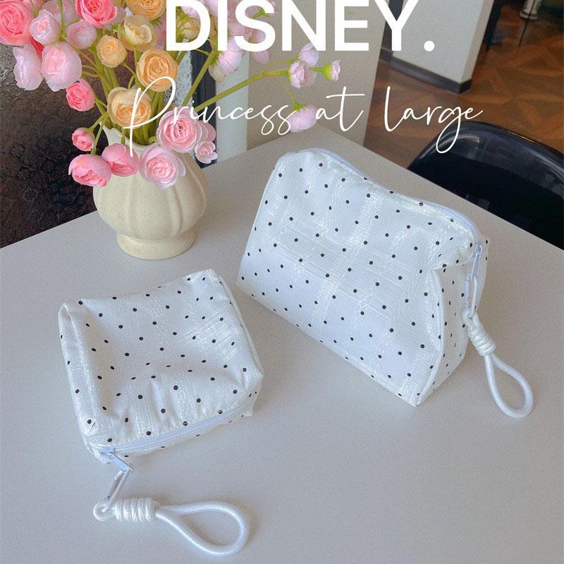 Lace Fabric Polka Dot Makeup Bag for Women Girl Female's Cosmetic Pouch for Fresh & Sweet Style Brush Toiletry Bag Case