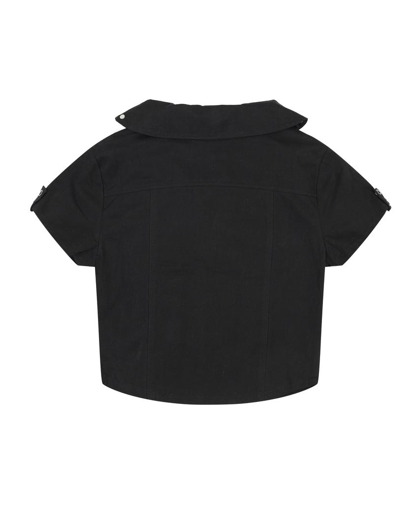 ORDINARY HOLIDAY Short Sleeve Zip-Up Shirts [Black]