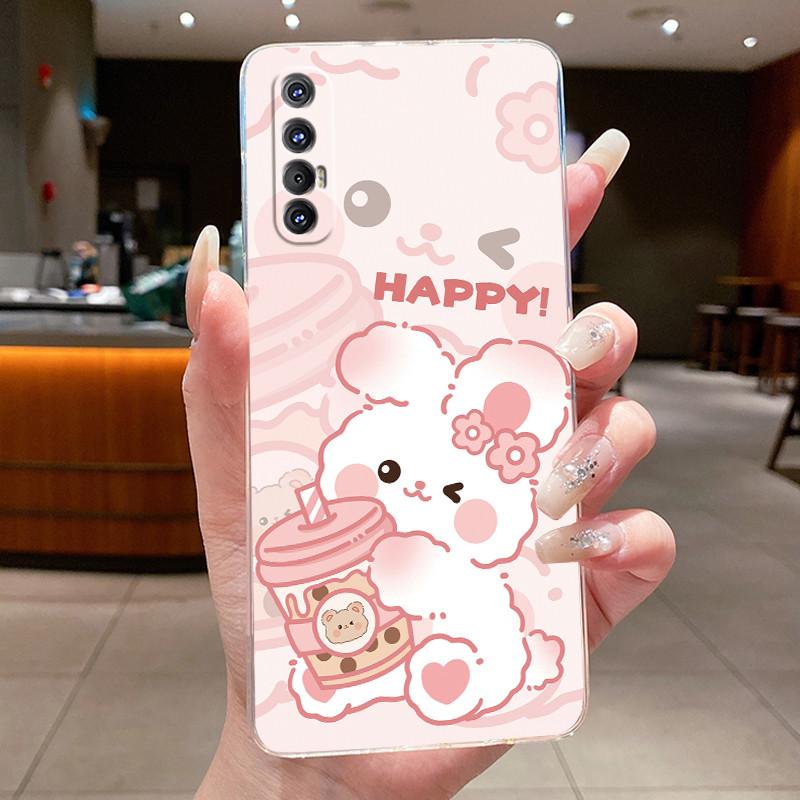 For Oppo Reno 3 Pro 5G Case CPH2009 Cute Love Rabbit Cover Transparent Phone Case For Oppo Reno3 Pro Reno3Pro 4G CPH2035 Fundas