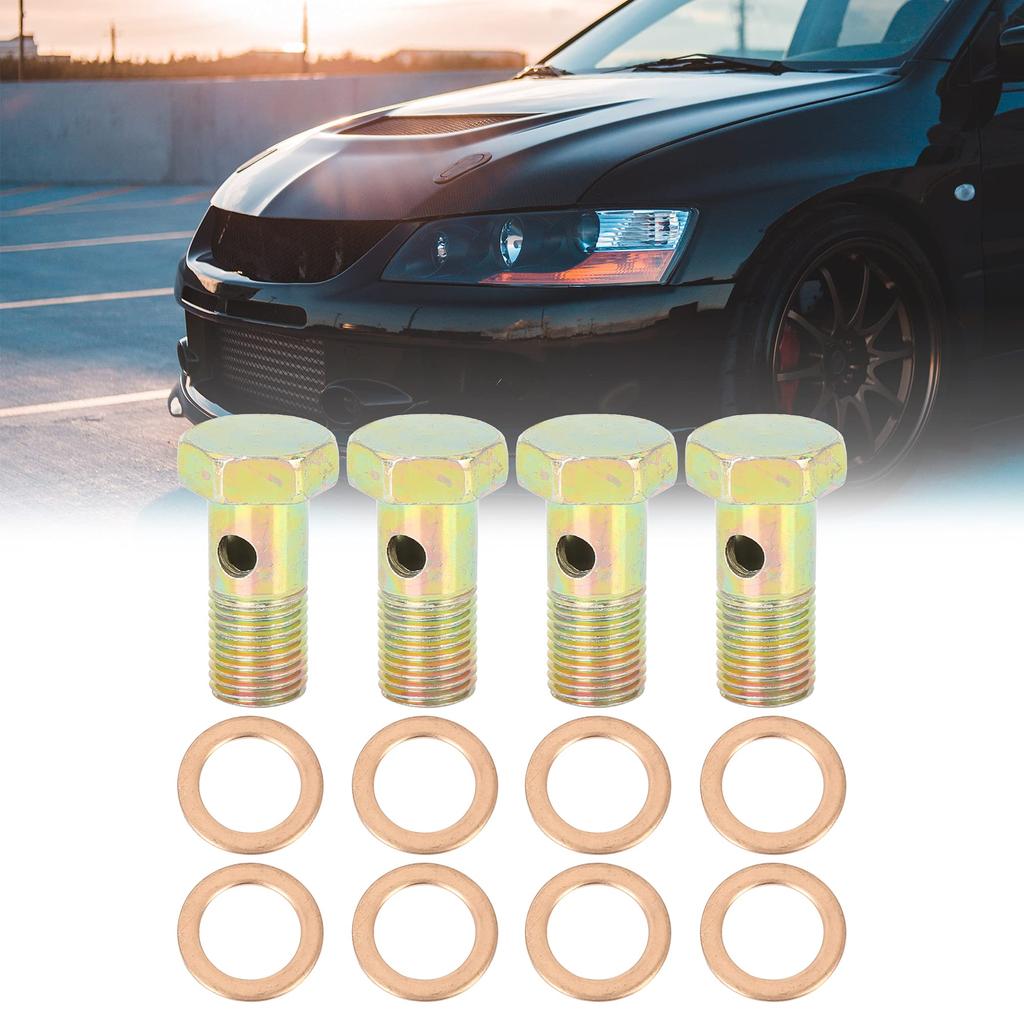 uxcell Banjo Bolts Brake Mounting Accessories Fasteners M12x1.25 Mm with M12 Washers, Set of 4