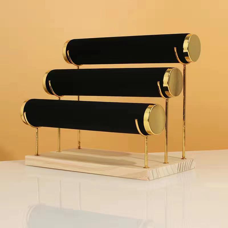 Solid Wood Three-Tier Detachable Bracelet and Watch Display Stand