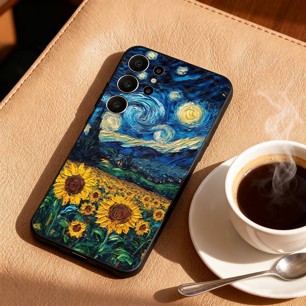 

Чехол для телефона V-Van G-Gogh Звездная ночь Для Samsung S26,S25,24,23,22,30,21,10,9,Ultra,Plus,Lite,FE Мягкий черный чехол Samsung S225G