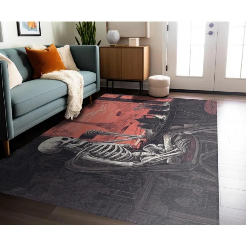 Creative Coffee Floor Mat Wood Design with Coffee Bean Border Mug Print Non-Slip Kitchen Rug for Cozy Cafe Vibe Warm Home Decor