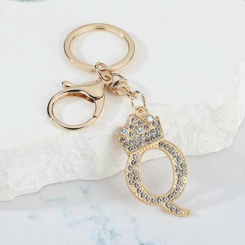 Unique Crown Crystal Rhinestones A-Z Letters Pendant Keychains For Men Women 26 Alphabet Car Key Ring Name Jewelry Keyrings Gift