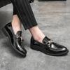 Korea Fashion Men'S Loafers Business Formal Leather Shoes Black School Shoes For Men XRS-9866