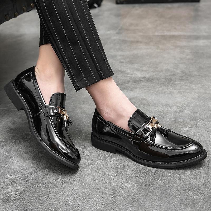 Korea Fashion Men'S Loafers Business Formal Leather Shoes Black School Shoes For Men XRS-9866