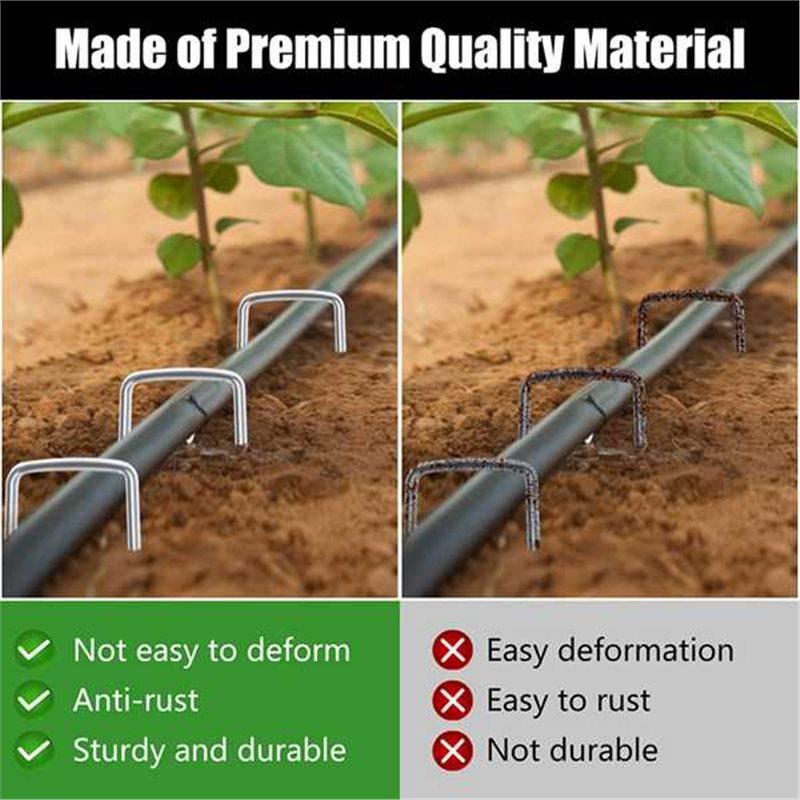 A25F-U-Shaped Nails Landscape Staples Galvanized 180-Pack For Garden Lawn For Weed Control Fabric Ground Stakes