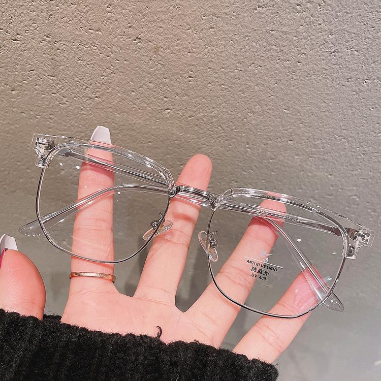 Transparent TR90 Half-Frame Optical Glasses for Men - Black, Business Style, Computer-Friendly