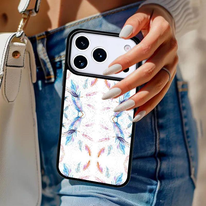 Aquarell Feder Muster Design Handyhülle Für iPhone 17 Air 14 15 13 12 Max Hülle Für Apple 16e 11 Pro Max Plus Coque