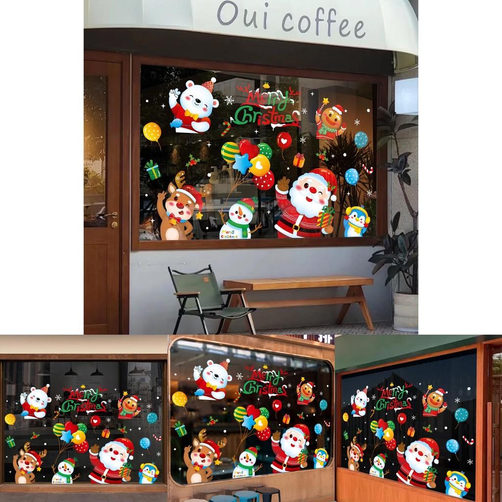 Christmas Static Electricity Stickers With Santa Claus Reindeer Snowman Design For Doors And Windows