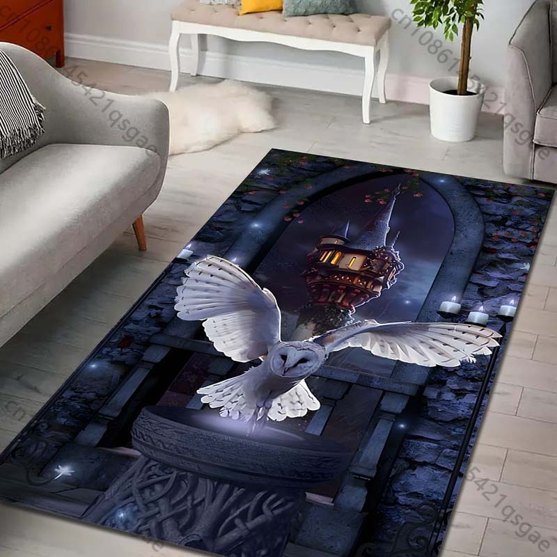 Magic Academy Owl Print Rug Carpet for Living Room Children Bedroom Mat Sofa Doormat Floor Rug Home Decor Anti Slip Mat for Gift