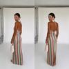 Polyester Wavy Jacquard Pattern V Neck Backless Dress For Summer Party Wear