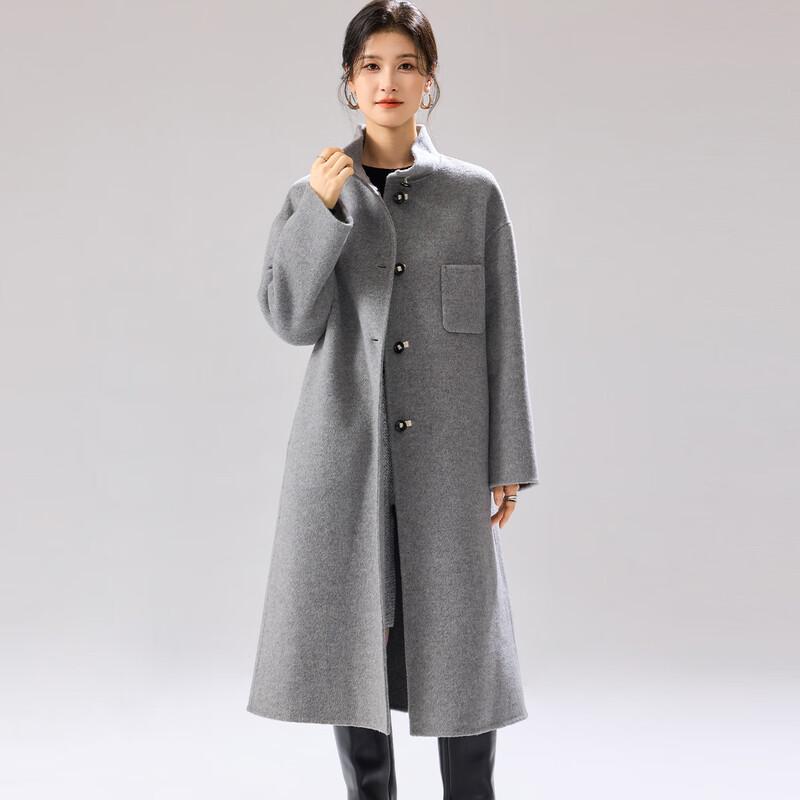 Women s 100% Merino Wool Double-Faced Long Lapel Coat M