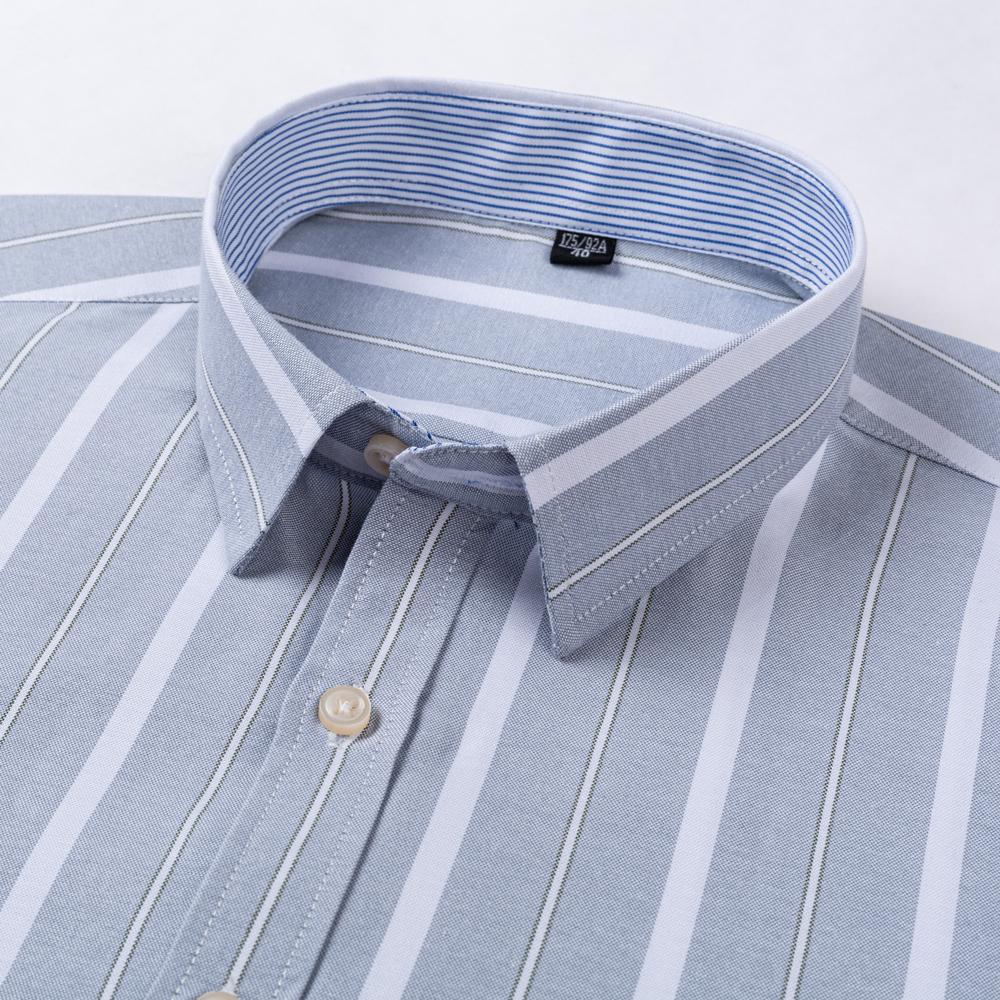 Men's Striped / Solid Short Sleeve Oxford Cotton Button Down Shirt, Summer Casual Comfort Lightweight Breathable with Chest Pocket