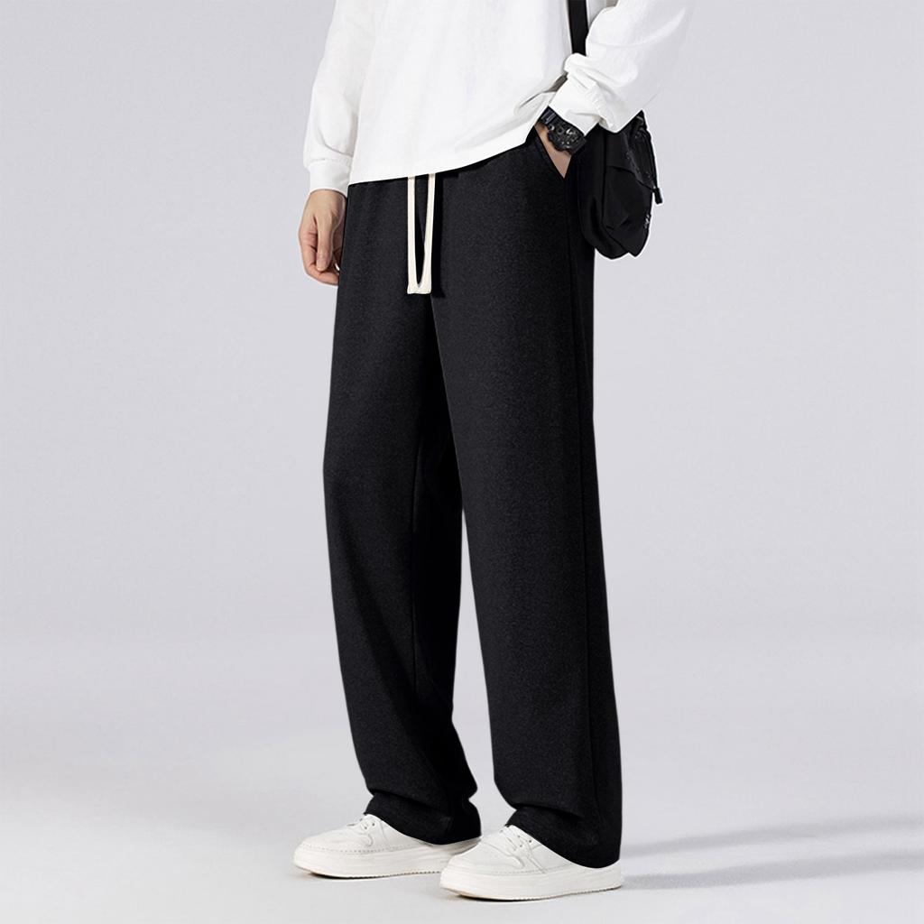 Men's Casual Slim Fit Athletic Pants Elastic Waistband with Drawstring Adjustable Waist Straight Leg Long Trousers for Everyday Wear