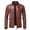 New autumn and winter European and American fashion men's leather jacket stand-up collar double zipper locomotive leather jacket PY
