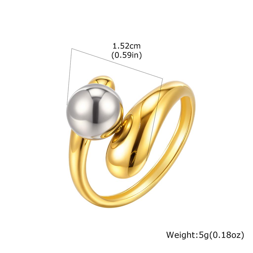 Bague ouverte géométrique en acier inoxydable et métal, Bagues à ligne irrégulière plaquées or, Bijoux statement étanches pour femmes