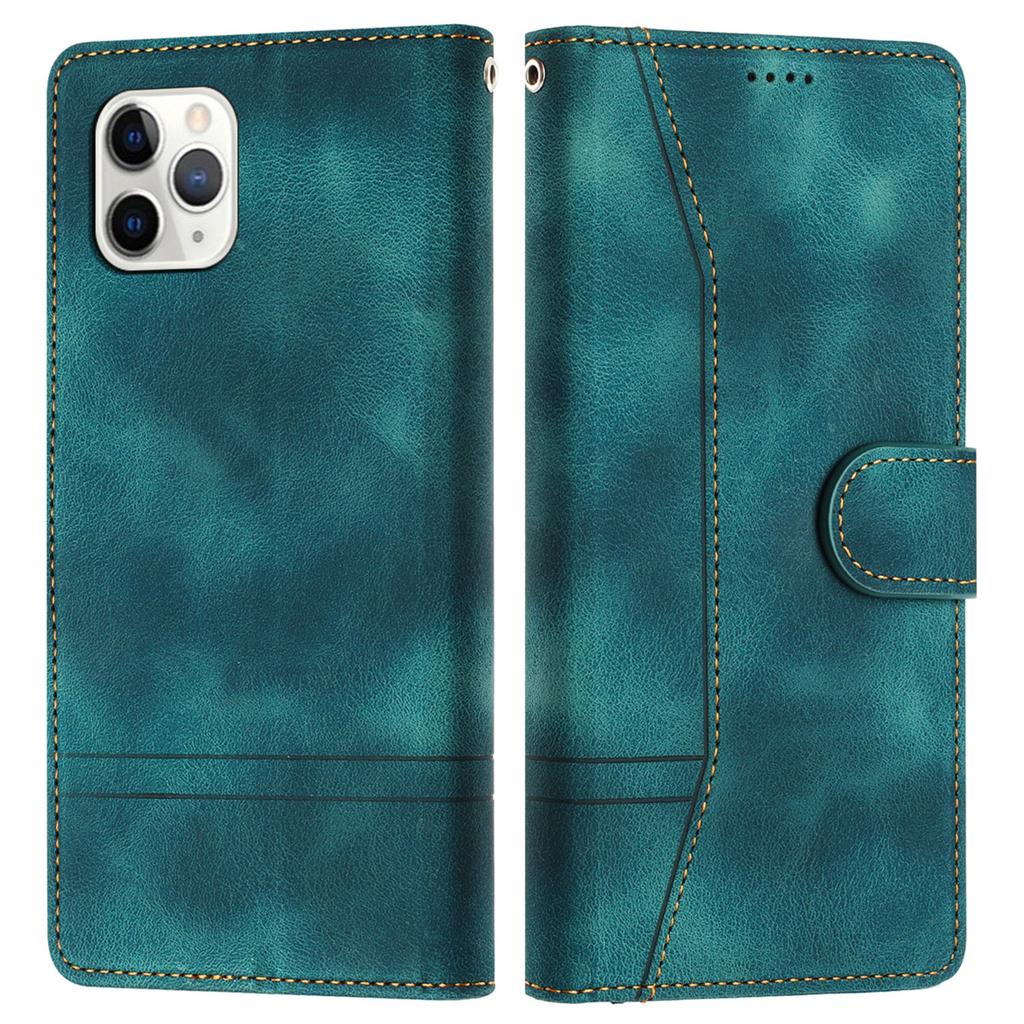 L002 Retro Leather Phone Case for iPhone 11 Pro Lines Imprinted Stand Wallet Anti-fall Cover