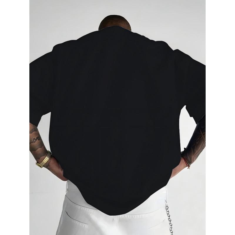 European Size Men'S T Shirt Black Slogan Tee Creative Graphic Shirt Pure Short Sleeve for Men Bold Design