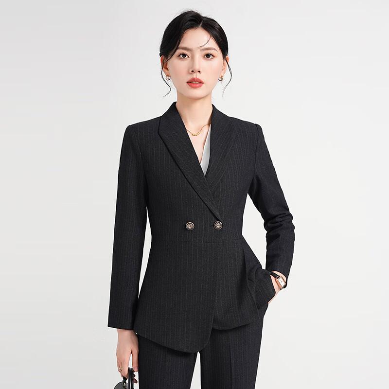

Trolman Women s Striped Business Casual Three-Piece Suit Set 3XL