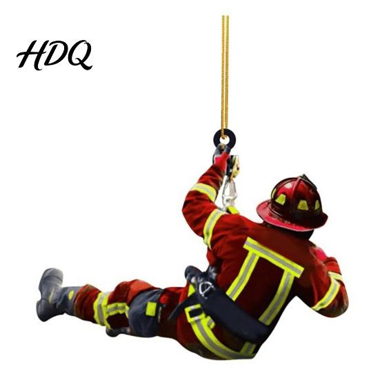 Weihnachtsdekoration Feuerwehr-Rüstung Feuerwehrmann-Uniform Auto-Rückspiegel Anhänger Zubehör Baum-Wichtel Schmuckstück Hängender Anhänger Innenraum Rückspiegel