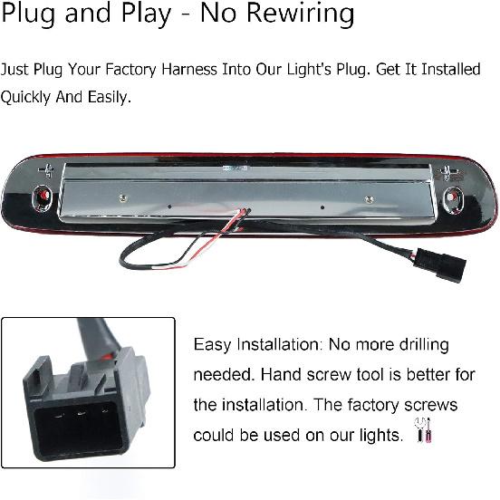 Fit For 2007 2008 2009 2010 2011 2012 2013 Chevy Silverado/GMC Sierra 1500 2500 3500 HD Rear Roof Center LED Third 3Rd Brake Cargo Light Assembly