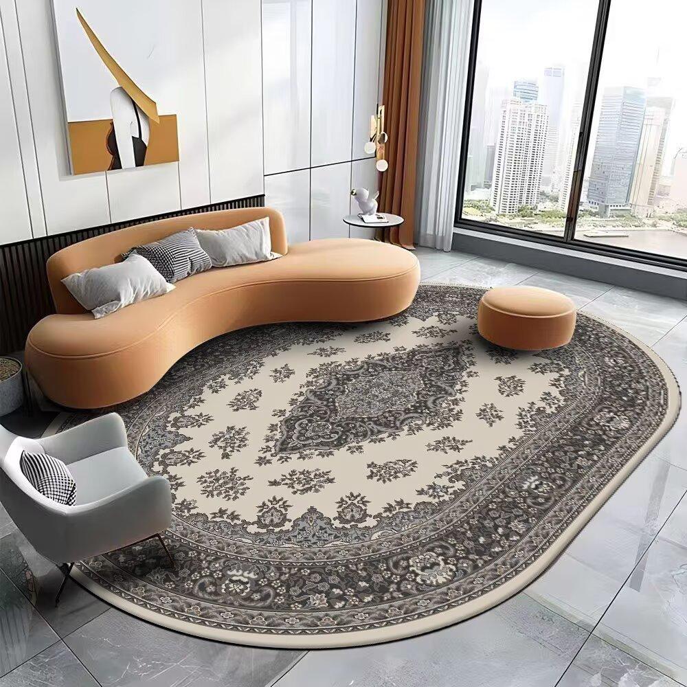 Bohemian Ovaler Teppich Wohnzimmer Persische Dekoration Zuhause Schlafzimmer Kurzer Samtteppich Garderobe Badezimmer Flauschige Rutschfeste Fußmatte 1.9x2.9ft(60x90cm)