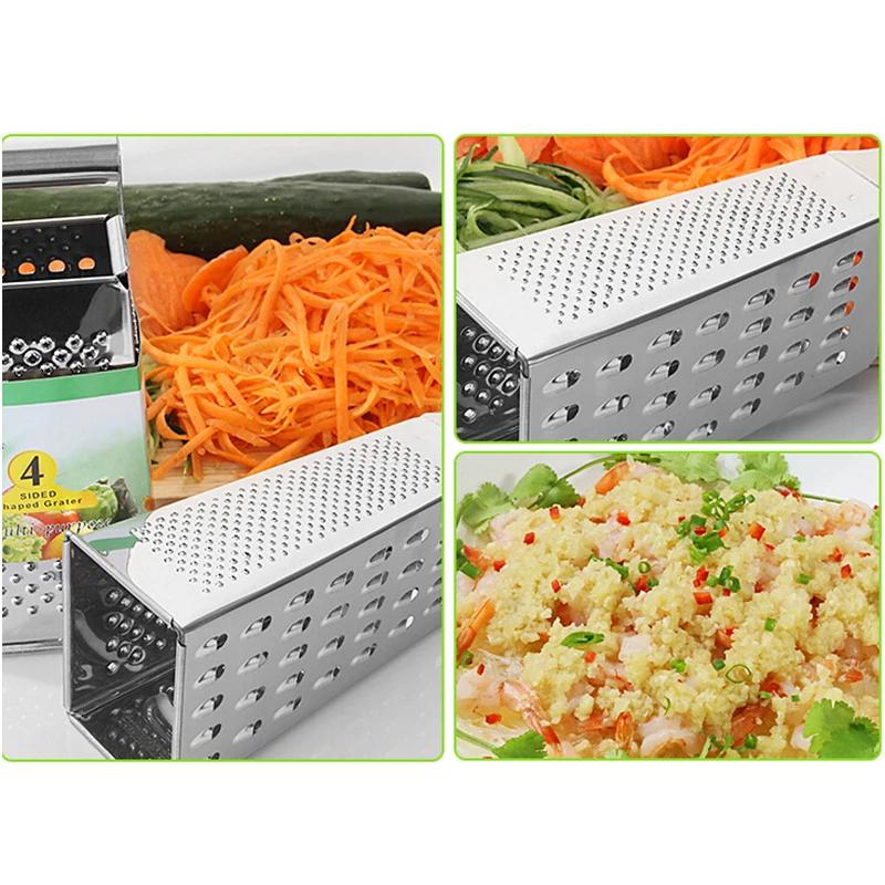 4 Sided Stainless Steel Box Grater with Fine Medium Coarse Graters and Slicer Side Suitable for Cheese and Vegetables