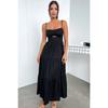 New Women's Elegant Solid Color Low-cut V-neck Suspender High Waist Flowy Maxi Long Dress For Party Evening Casual