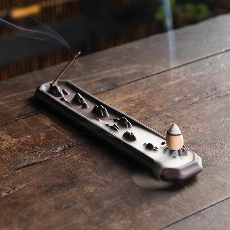 Purple Sand Backflow Incense Burner Incense Tray Creative Lotus Leaf Thread Incense Holder Incense Tray