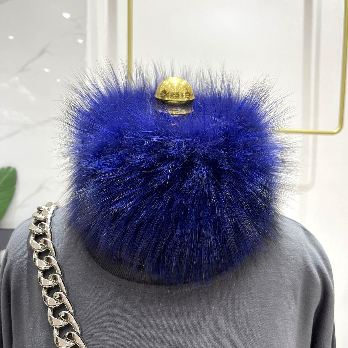 

Шарф из натурального лисьего меха Осень и зима Меховой утолщенный плюшевый шарф Оверсайз эластичная повязка на голову Повязка на голову Натуральный мех Защита шеи королевский синий