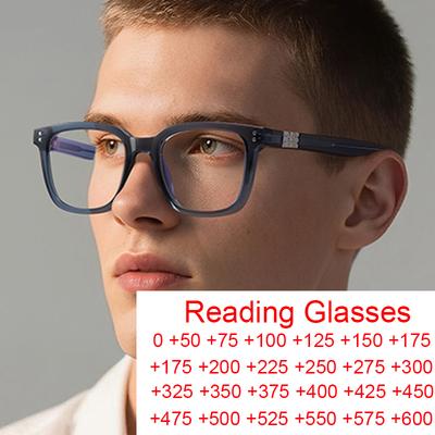 Unisex Square Reading Glasses Anti Blue Light TR90 Rivets Presbyopic Eyeglasses Radiation Protection Optical Glasses