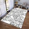 Black and White Swirling Clouds Design Rug Non-slip rug suitable for living room and bedroom sofas