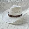 Western Straw Cowboy Hat White Straw Hat Solid Sombrero Vaquero Sunshade Jazz Hat Panama Sun Hat Sombrero Vaquero Hombre Chapea