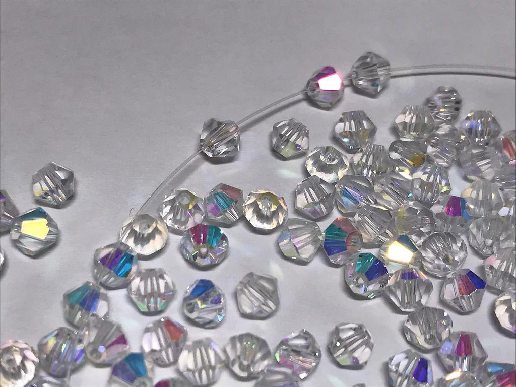 700 4mm Clear Aurora Glass Beads, Suncatcher Accessories, Handmade Beads (Aurora)