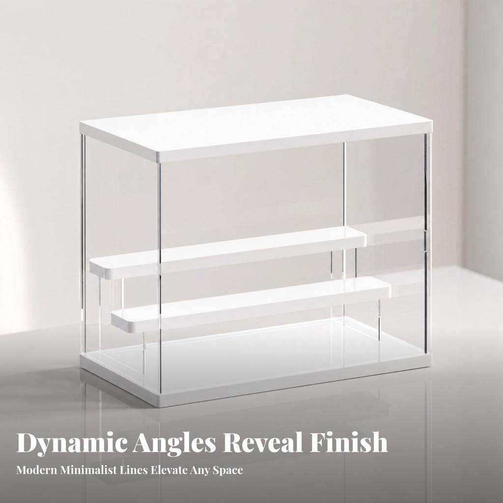 Dust-Resistant Collectible Display Case with White Top and Base spaceSaving