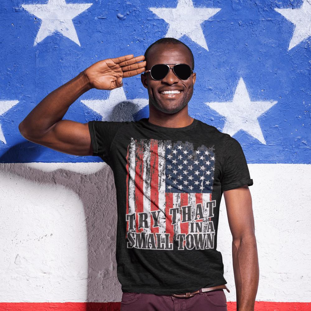 Ultra Soft Cotton Short Sleeve T-shirt Try That in a Small Town Unisex Crewneck Unisex T-Shirt XXXXL 1950₽