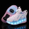 Dětské dvoukolečkové otočné tlačítko LED dobíjecí svítící kolečkové brusle dvouřadé boty Heelys kolečkové brusle boty