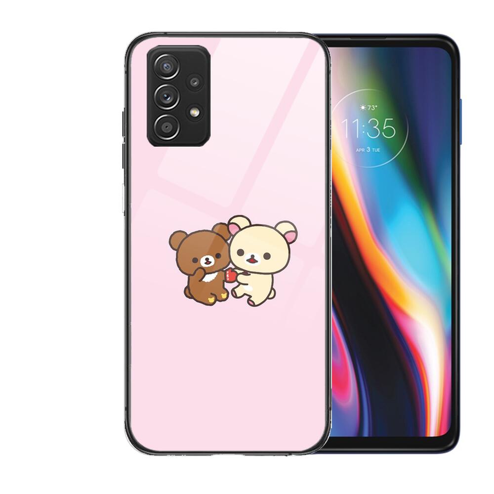 TOPLBPCS Nettes Rilakkuma-Gehäuse aus gehärtetem Glas für Samsung Galaxy A51 A71 A60 A70S A70 A80 A21S A41 A20E A50 A30S 5g A32 A40S