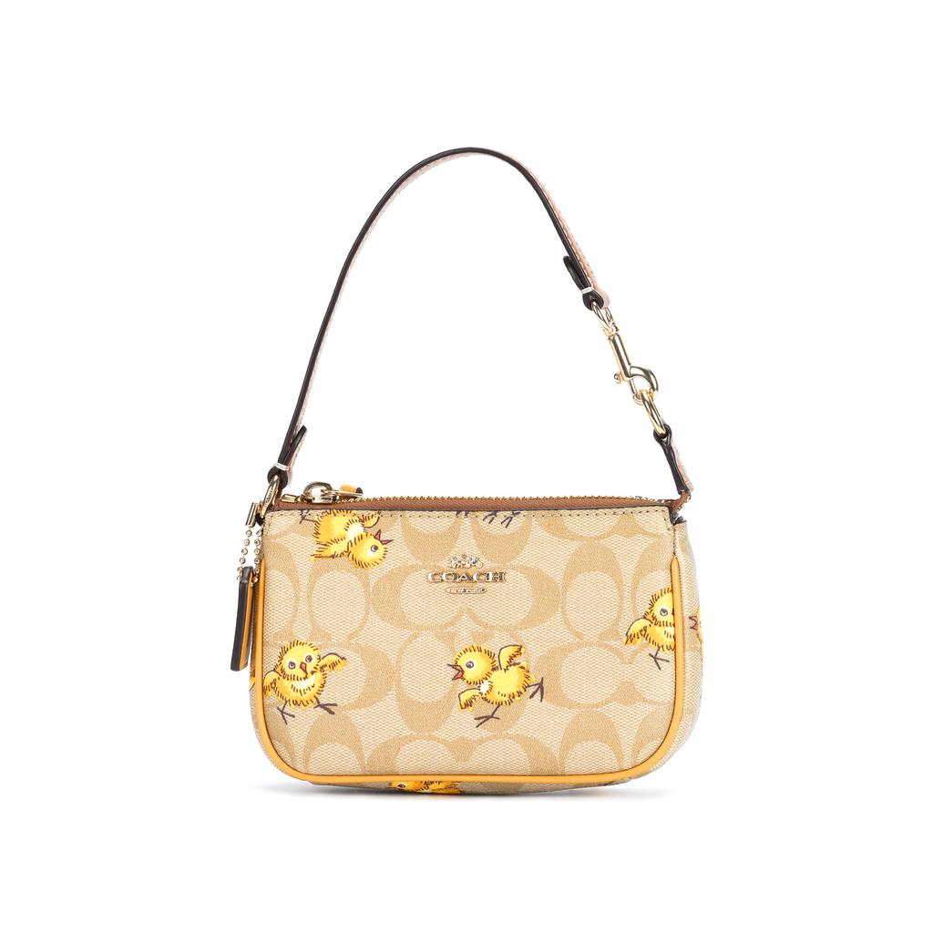 New COACH Nolita Artificial Leather Pochette Handbag Wrist Bag Clutch Regular Women's Khaki & Yellow CC419-IMOT4