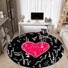 1pc Heart Print Carpet, Round Non Slip Durable Large Size Office Carpet, Suitable for Office