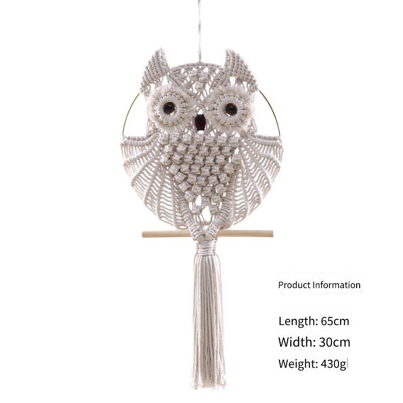 Owl Carpet Decoration Hanging Decor Home Decor Wall Hanging Handmade Weaving Room Decoration White Cotton Bedroom Living Room