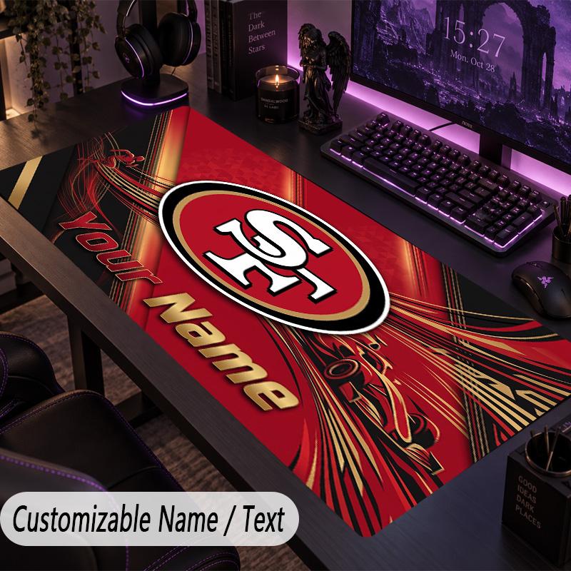 Large Mouse PadSan Francisco 49ers Custom Name Text Personalized Desk Mat Non Slip Gaming Pad