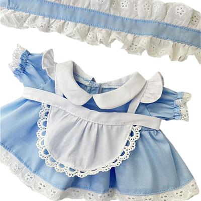 Niannyyhouse 20cm Plush Toy Clothes - Maid Outfit, Headgear, Dress, Apron, Doll Clothes, Cotton Doll Accessories, Dress-up (blue)