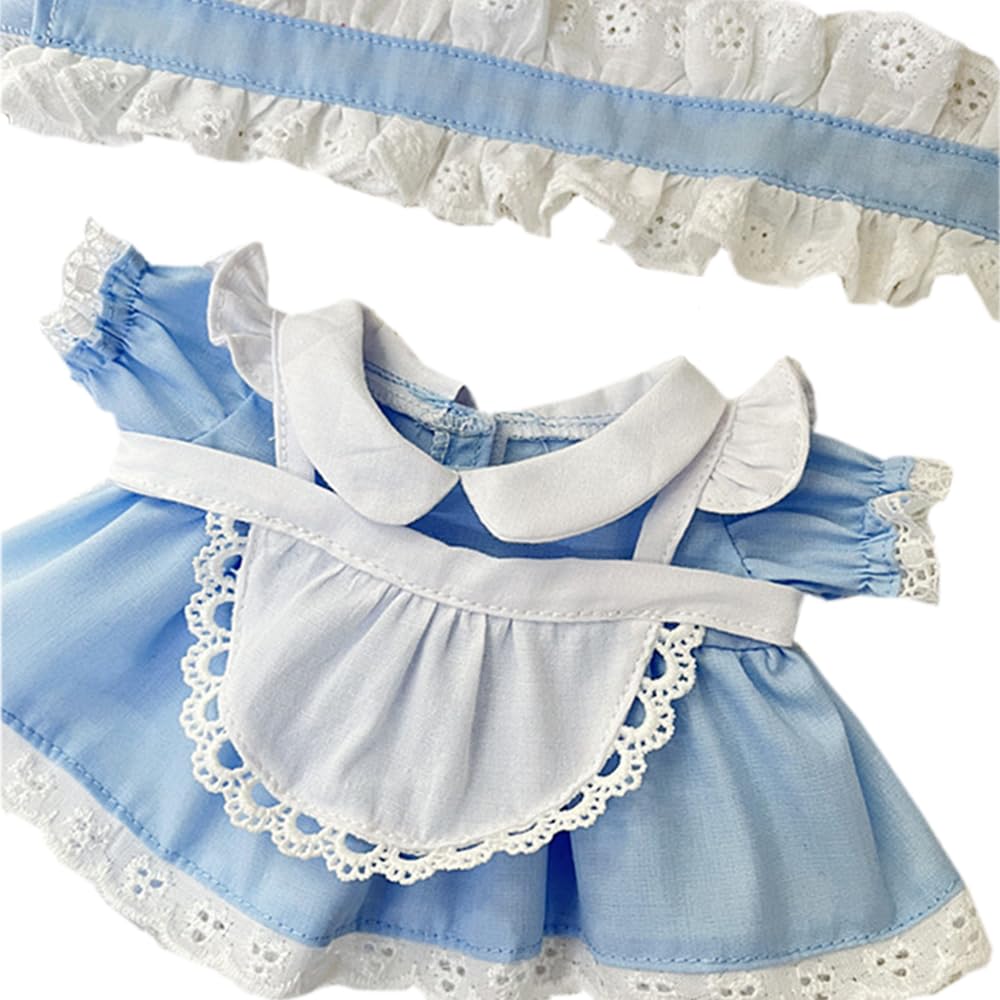 

niannyyhouse 20cm Plush Clothes, Maid Outfit, Headgear, Dress, Apron, Doll Clothes, Cotton Doll Accessories, Dress-Up (Blue)