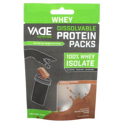 Soluble Protein Pack, 100% Whey Protein Isolate, Chocolate Milkshake Flavor, 0.06 Lb (25 G)
